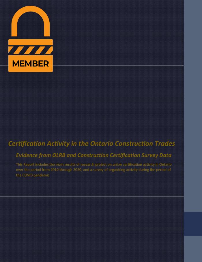 Certification Activity in the Ontario Construction Trades