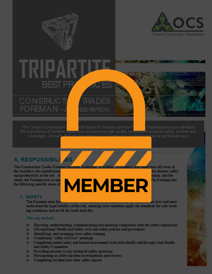 Construction Trades Foreman Job Description Tripartite Best Practice